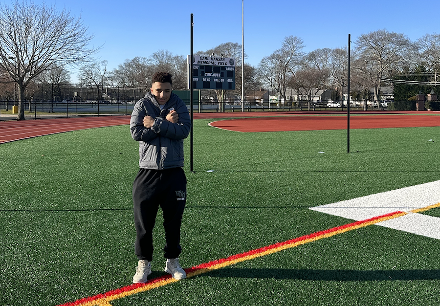 Junior Aidan Arrasate freezing outside for P.E. class